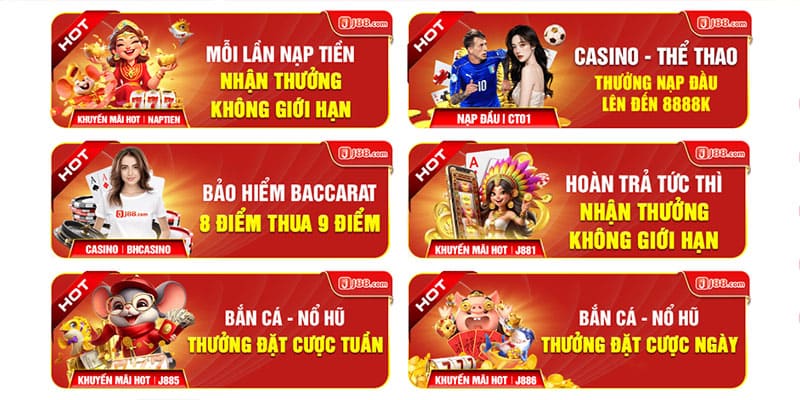 Mức thưởng lần nạp đầu cho tín đồ casino và thể thao J88